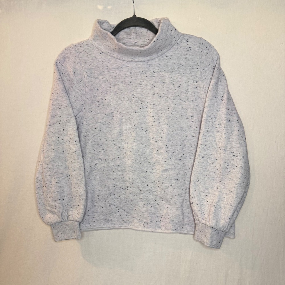 Madewell MWL Grey Speckled Mock Neck Sweatshirt Organic Cotton Blend Small